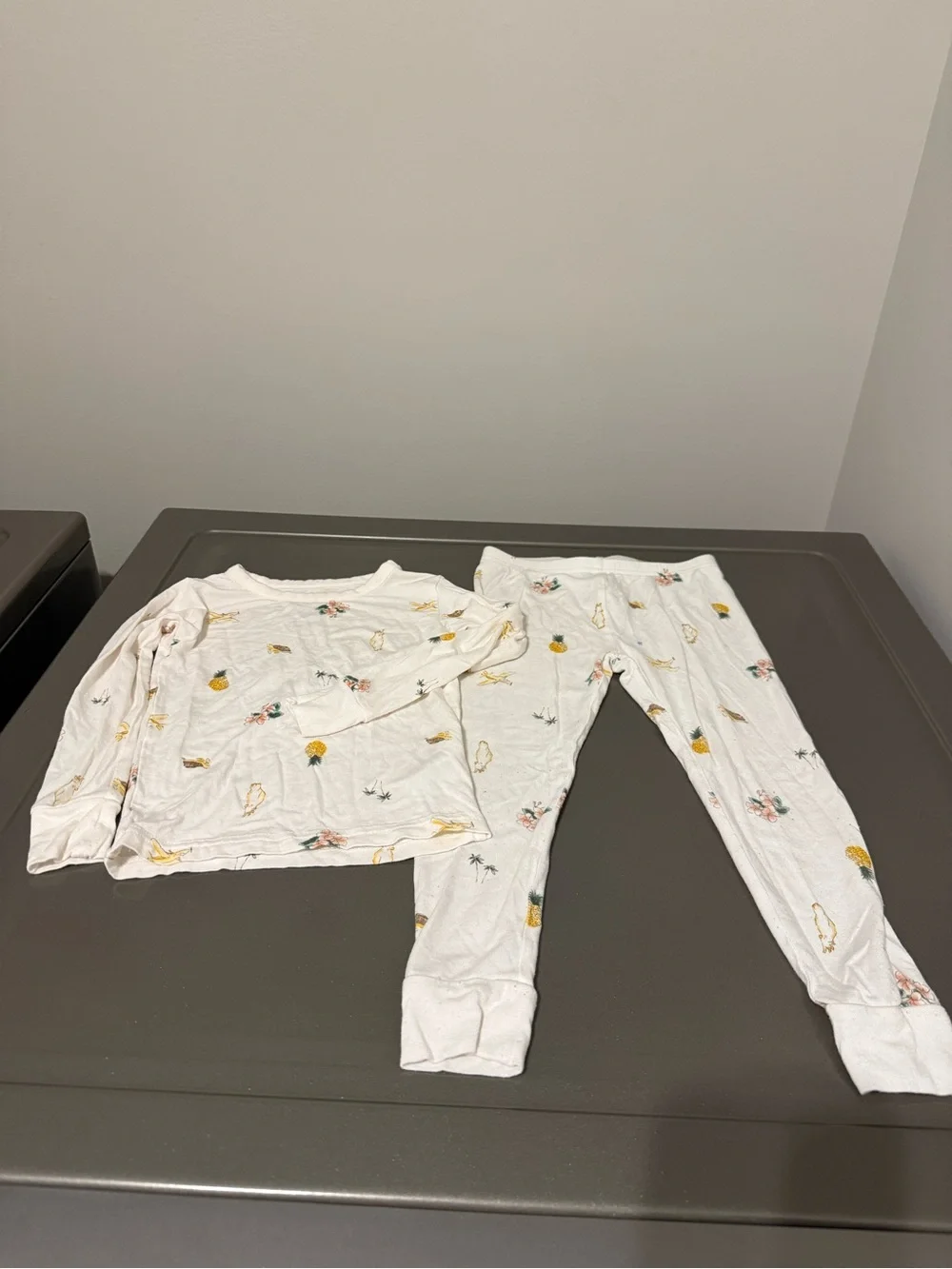 Carter's White Pineapple & Floral Long-Sleeve Pajama Set